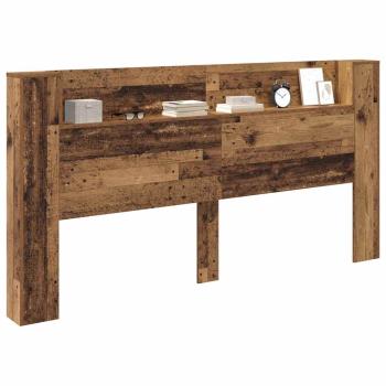 Stauraum Kopfteil mit LED Altholz Holzwerkstoff