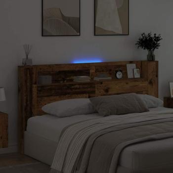 Stauraum Kopfteil mit LED Altholz Holzwerkstoff