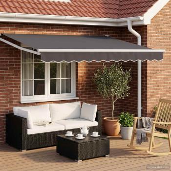 ARDEBO.de - Manuelle Gelenkarmmarkise mit LEDs Anthrazit und Weiß 3 x 2,5 m