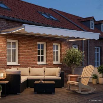 Manuelle Gelenkarmmarkise mit LEDs Weiß 3 x 2,5 m
