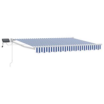 Manuelle Gelenkarmmarkise mit LEDs Blau und Weiß 3,5 x 2,5 m