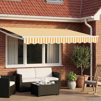 ARDEBO.de - Manuelle Gelenkarmmarkise mit LEDs Orange und Weiß 3,5 x 2,5 m