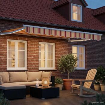 Manuelle Gelenkarmmarkise mit LEDs Mehrfarbig 3,5 x 2,5 m