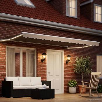 Manuelle Gelenkarmmarkise mit LEDs Beige und Weiß 4 x 3 m