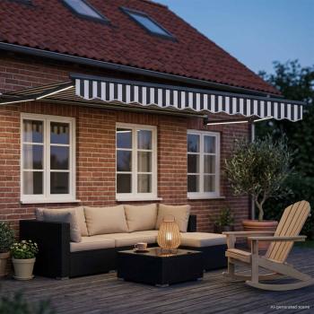 Manuelle Gelenkarmmarkise mit LEDs Anthrazit und Weiß 3,5 x 2 m