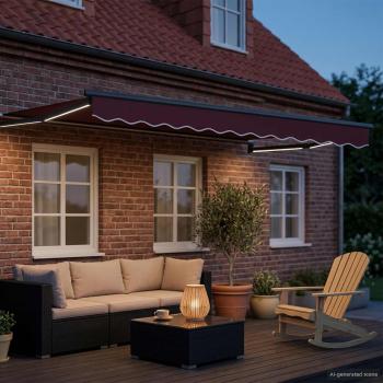 Manuelle Gelenkarmmarkise mit LEDs 3 x 2,5 m