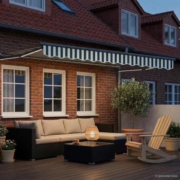 Manuelle Gelenkarmmarkise mit LEDs 3 x 2,5 m