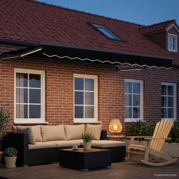 Manuelle Gelenkarmmarkise mit LEDs 3,5 x 2,5 m