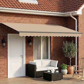 ARDEBO.de - Manuelle Gelenkarmmarkise mit LEDs Beige und Anthrazit 4 x 3 m
