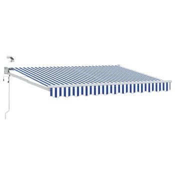 Elektrische ausziehbare Markise Blau und Weiß 3,5 x 2,5 m