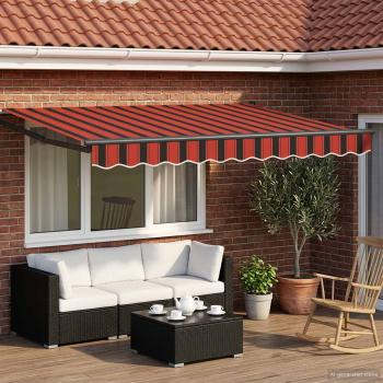 ARDEBO.de - Elektrische ausziehbare Markise Orange und Braun 3,5 x 2,5 m