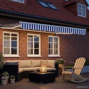 Elektrische ausziehbare Markise Blau und Weiß 3,5 x 2,5 m