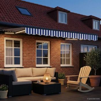 Elektrische ausziehbare Markise Blau, Weiß, Anthrazit 2,5 x 2 m
