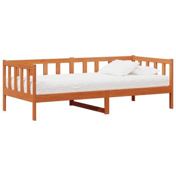 ARDEBO.de - Tag-Bett mit Kopfteil Wachsbraun und Weiß 90 x 200 cm