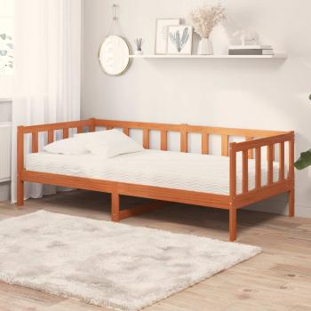 Tag-Bett mit Kopfteil Wachsbraun und Weiß 90 x 200 cm
