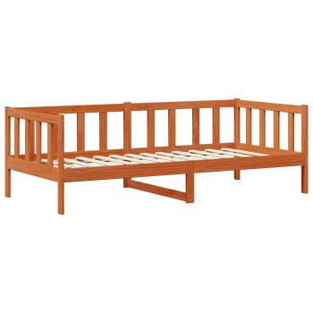 Tag-Bett mit Kopfteil Wachsbraun und Weiß 90 x 200 cm