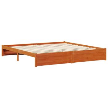 Bettrahmen mit Regal Wachsbraun 200 x 200 cm Massivholz Kiefer