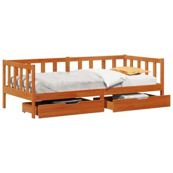 Tagesbett mit Schubladen 3 stk. Wachsbraun Massivholz Kiefer