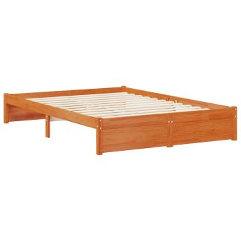 Bettgestell mit Aufbewahrungskopfteil Wachsbraun 140 x 190 cm