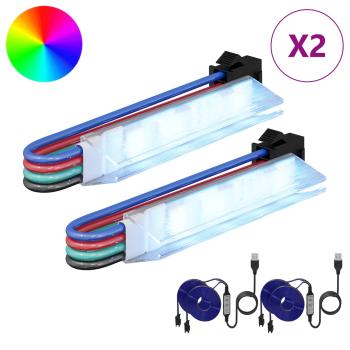 LED Streifen 2 Stk. Schwarz und Mehrfarbig