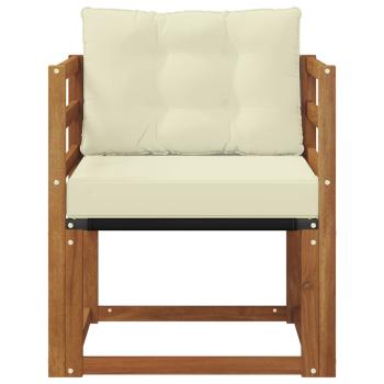 Outdoor-Sofa Massivholz Akazie Natur und Creme