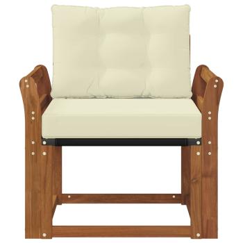 Outdoor-Sofa Massives Akazienholz und Textilene Natur und Creme