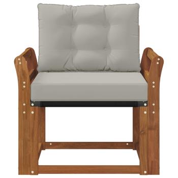 Outdoor-Sofa Massivholz Akazie Natürlich und Hellgrau