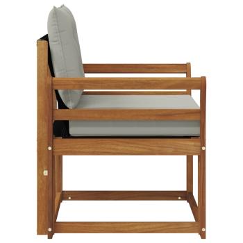 Outdoor-Sofa Massivholz Akazie Natürlich und Hellgrau