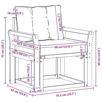 Outdoor-Sofa Massivholz Akazie Natürlich und Hellgrau