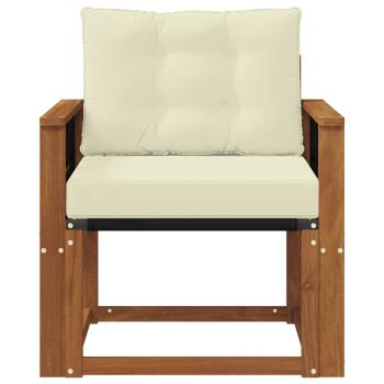 Outdoor-Sofa Massivholz Akazie Natur und Creme