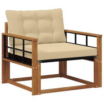 Outdoor-Sofagarnitur Massives Akazienholz und Textilene Natur
