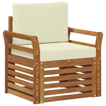 Outdoor-Sofagarnitur Natur und Creme Massivholz Akazie