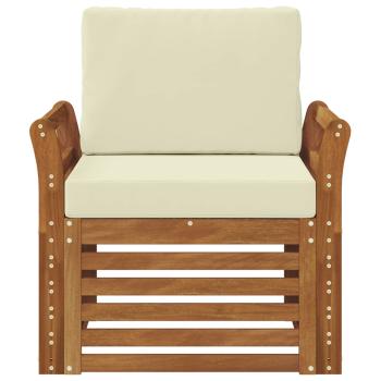Outdoor-Sofagarnitur Natur und Creme Massivholz Akazie