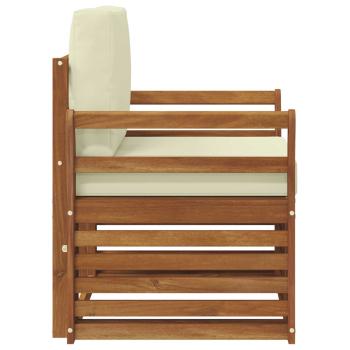 Outdoor-Sofagarnitur Natur und Creme Massivholz Akazie