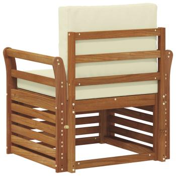 Outdoor-Sofagarnitur Natur und Creme Massivholz Akazie
