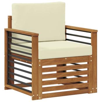 Outdoor-Sofa Massives Akazienholz und Polyester Natur
