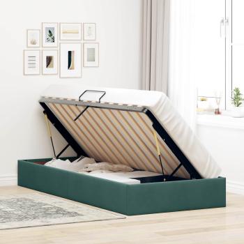 Ottoman Bettgestell mit Speicher Dunkelgrün 90 x 190 cm Samt