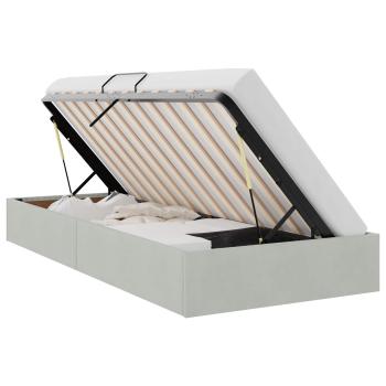 Ottoman Bettgestell mit Speicher Hellgrau 90 x 200 cm Samt