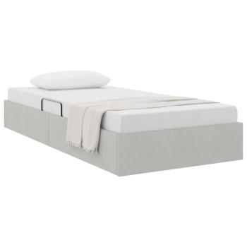 Ottoman Bettgestell mit Speicher Hellgrau 90 x 200 cm Samt