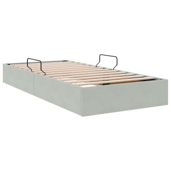 Ottoman Bettgestell mit Speicher Hellgrau 90 x 200 cm Samt