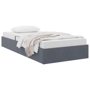 Ottoman Bettgestell mit Speicher Dunkelgrau 90 x 200 cm Samt