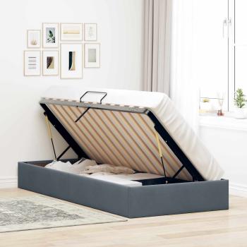 Ottoman Bettgestell mit Speicher Dunkelgrau 90 x 200 cm Samt