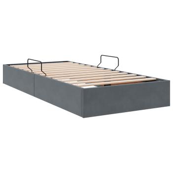 Ottoman Bettgestell mit Speicher Dunkelgrau 90 x 200 cm Samt