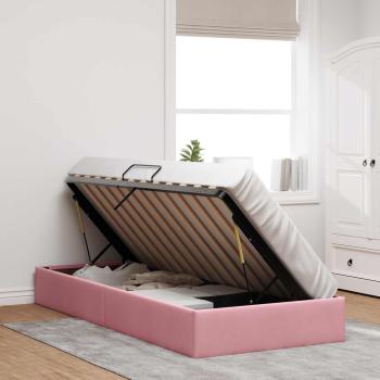 Ottoman Bettgestell mit Speicher Rosa 90 x 200 cm Samt