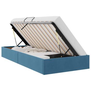 Ottoman Bettgestell mit Speicher Dunkelblau 100 x 200 cm Samt