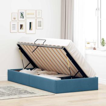 Ottoman Bettgestell mit Speicher Dunkelblau 100 x 200 cm Samt