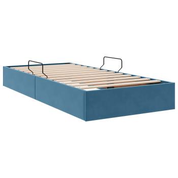 Ottoman Bettgestell mit Speicher Dunkelblau 100 x 200 cm Samt