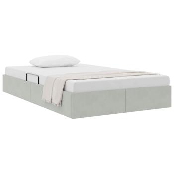 Ottoman Bettgestell mit Speicher Hellgrau 120 x 200 cm Samt