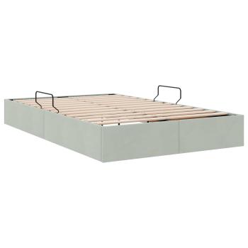 Ottoman Bettgestell mit Speicher Hellgrau 120 x 200 cm Samt