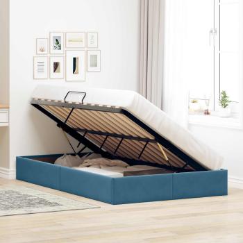 Ottoman Bettgestell mit Speicher Dunkelblau 120 x 200 cm Samt